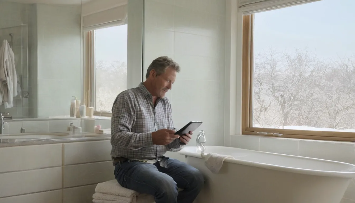 A homeowner photographing a bathroom to prepare for an estimate in the Pingree Grove area